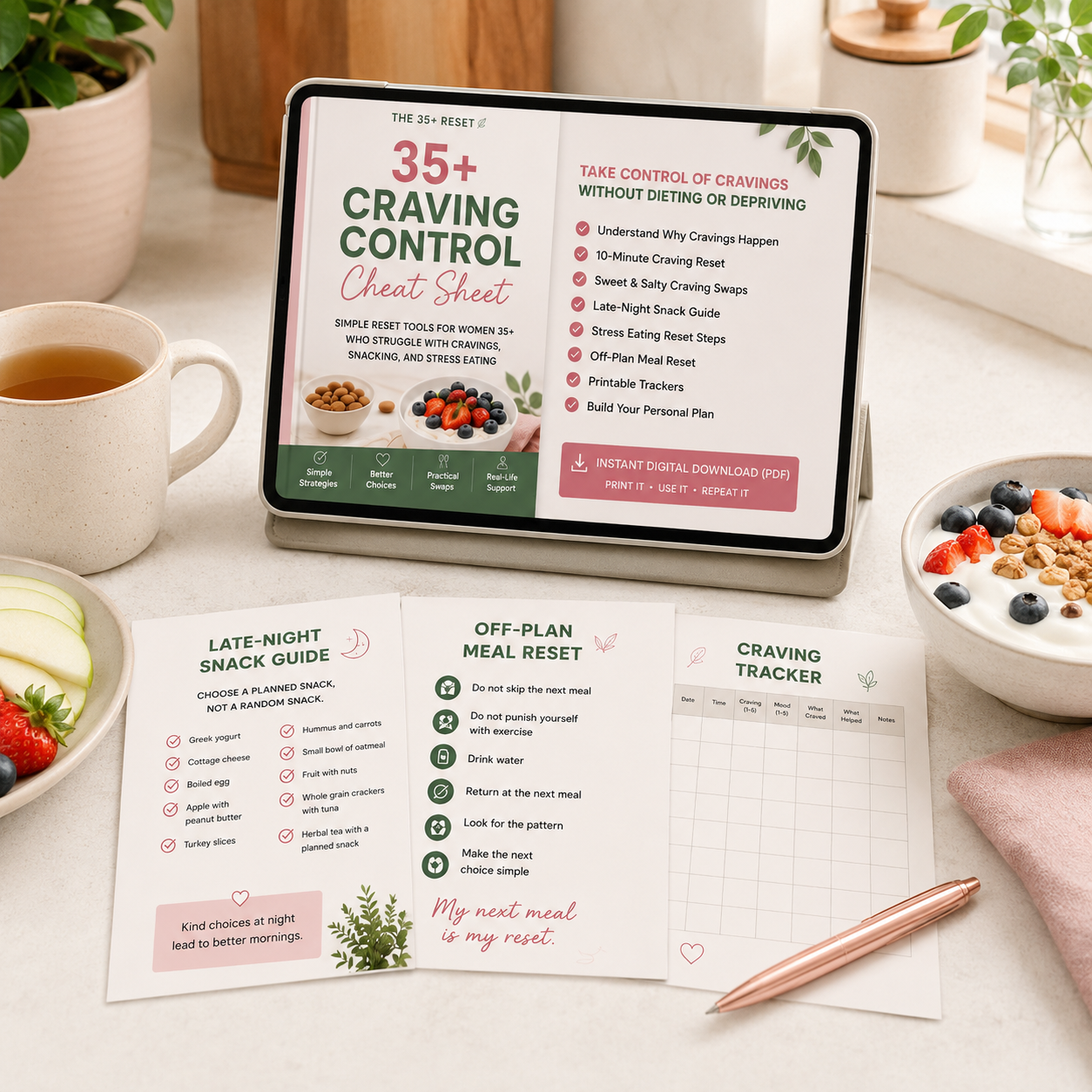 35+ Craving Control Cheat Sheet | Simple Reset Tools for Women 35+